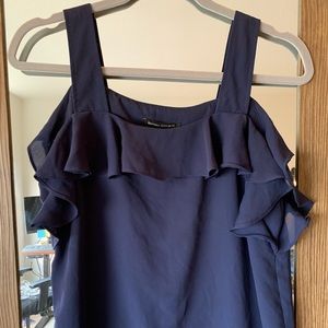 blue ruffle Banana Republic dress shirt